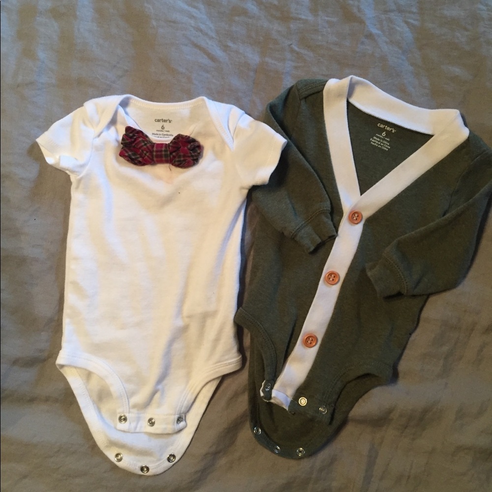Custom Bow tie Onesie & Cardigan